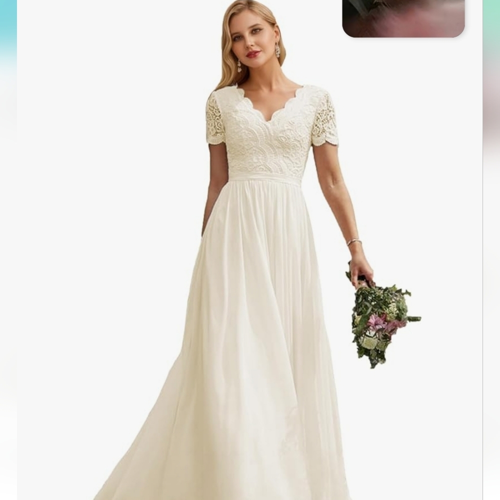 New- Wedding Dress Chiffon A Line Long Boho Beach Gown